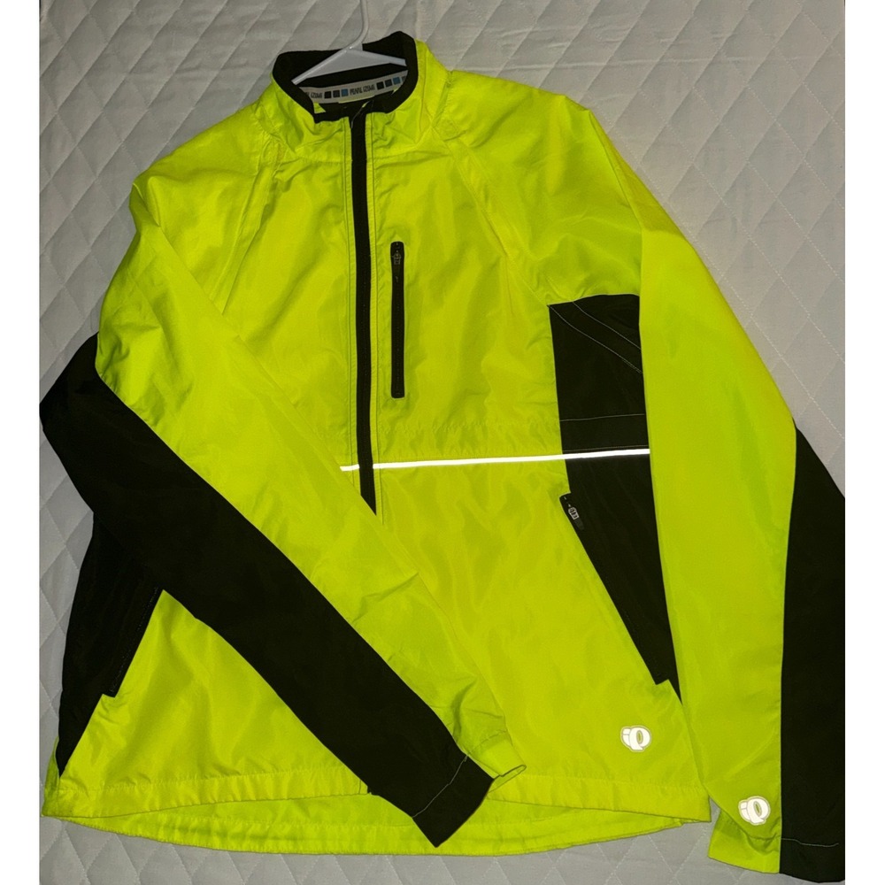 Pearl Izumi Men Elite Neon Yellow Thermal Riding Cycling Full Zip Jacket Medium